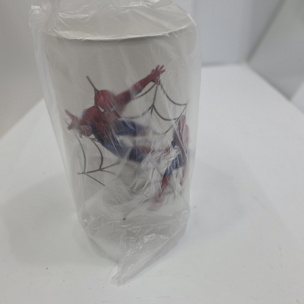Spiderman Dimmable USB LED Table Lamp Cylinder Fabric Shade Wood Base Tested NEW